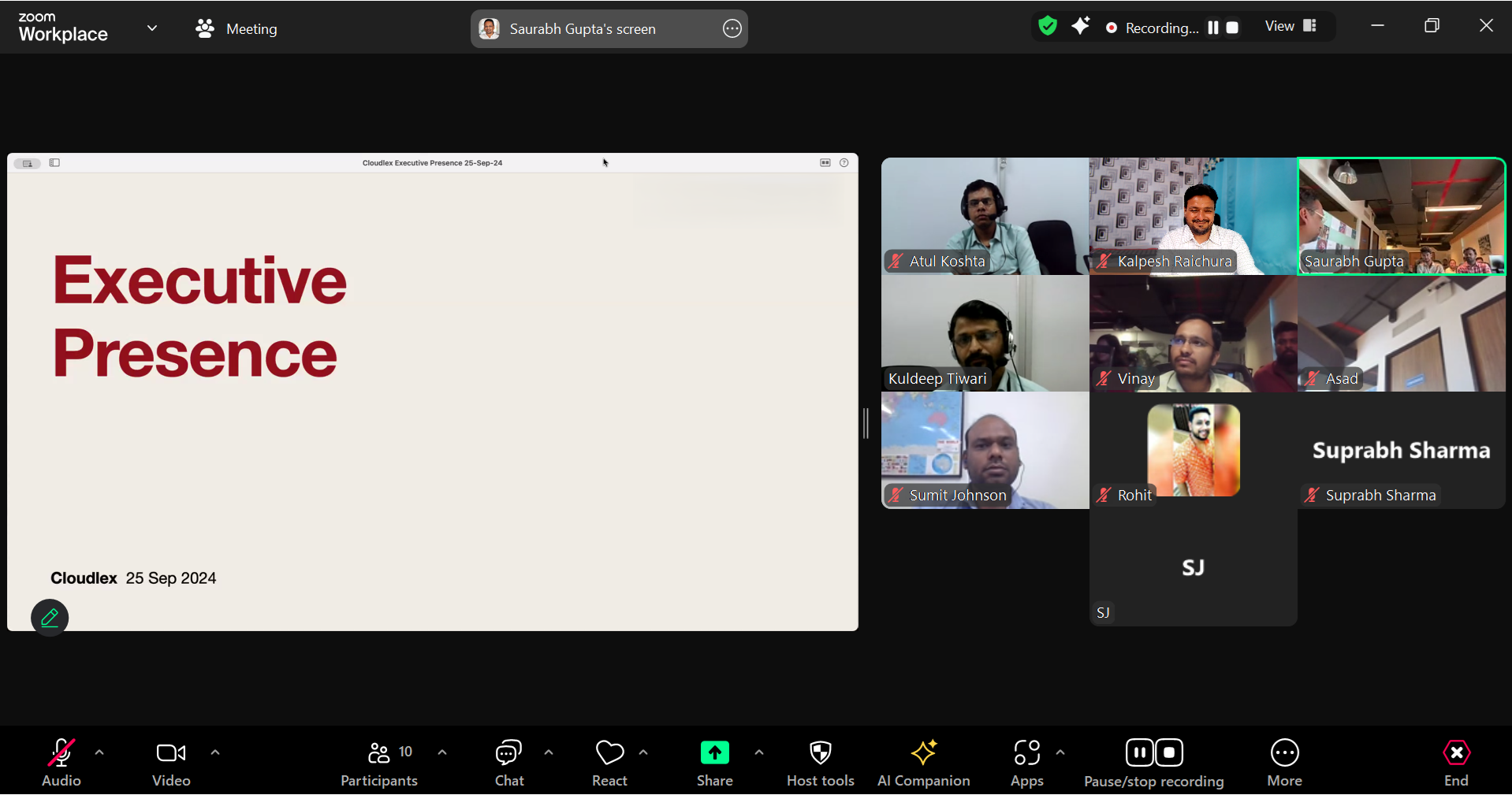 CloudLex leaders joining an online executive presence session
